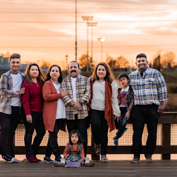 Family portrait session taken at sunset at Hanson Park in Brambleton, Virginia.