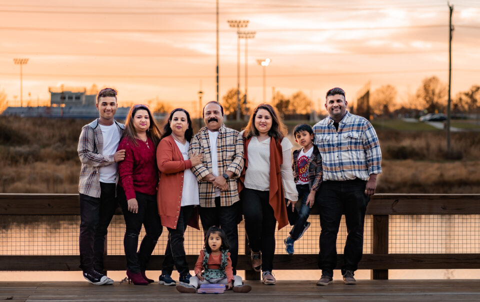 Family portrait session taken at sunset at Hanson Park in Brambleton, Virginia.