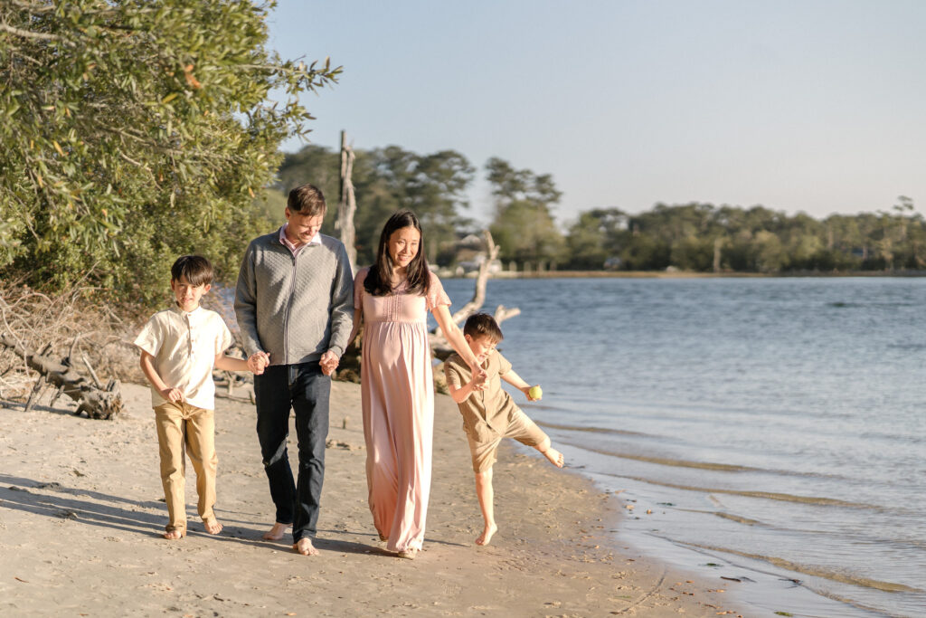 Beach family portrait at First Landing State Park in Virginia Beach, Virginia.