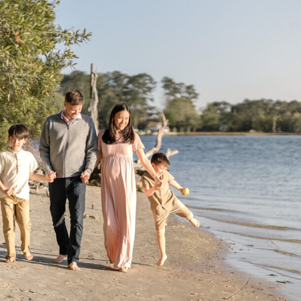 Beach family portrait at First Landing State Park in Virginia Beach, Virginia.