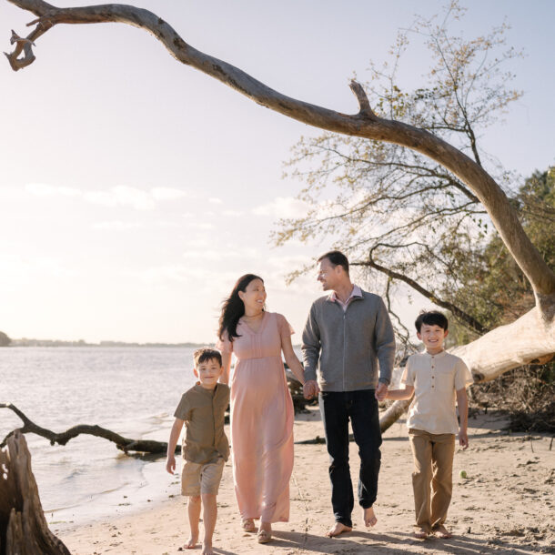 Beach family portrait at First Landing State Park in Virginia Beach, Virginia.