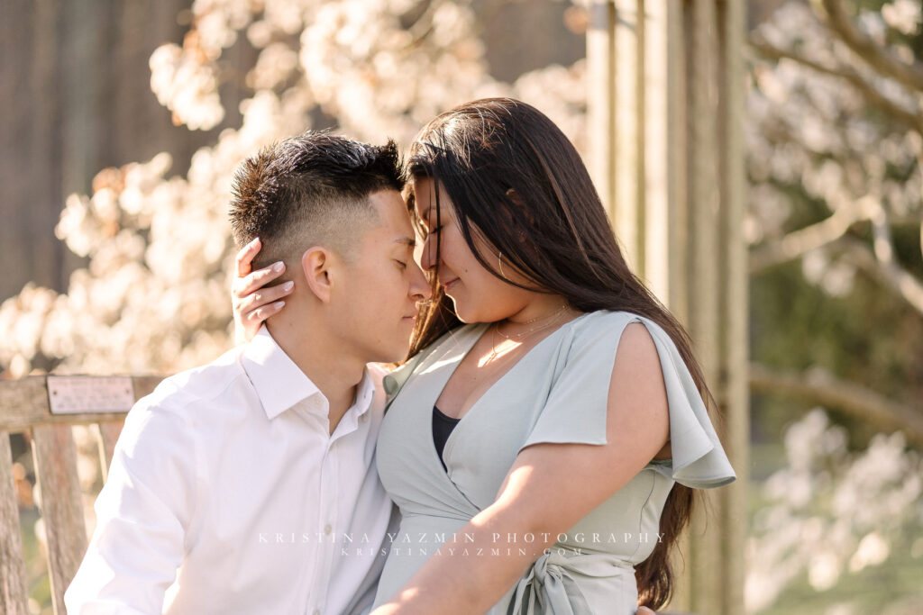 Couples sunrise engagement session at Brookside Gardens, Wheaton, Maryland.