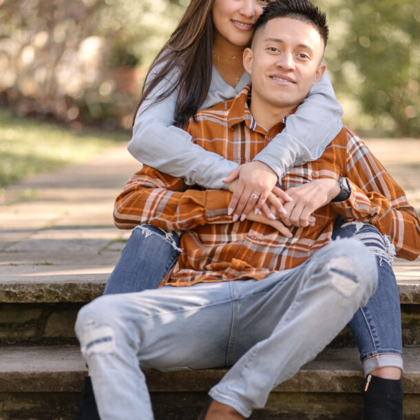 Couples sunrise engagement session at Brookside Gardens, Wheaton, Maryland.