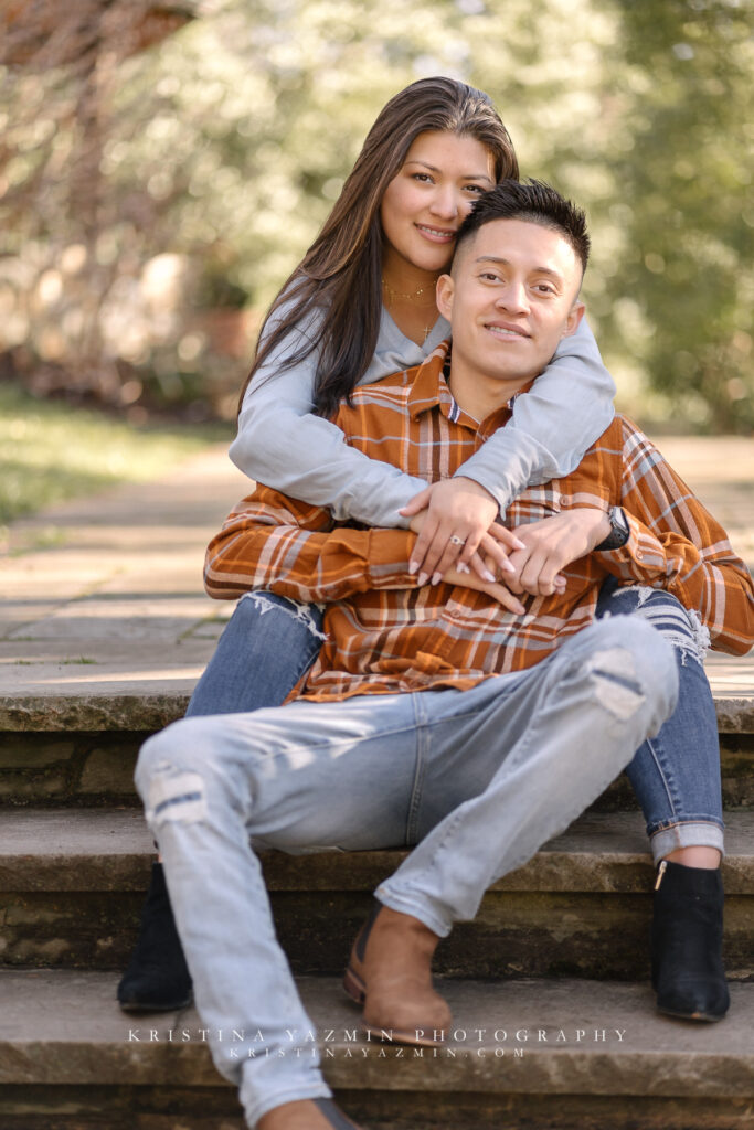 Couples sunrise engagement session at Brookside Gardens, Wheaton, Maryland.