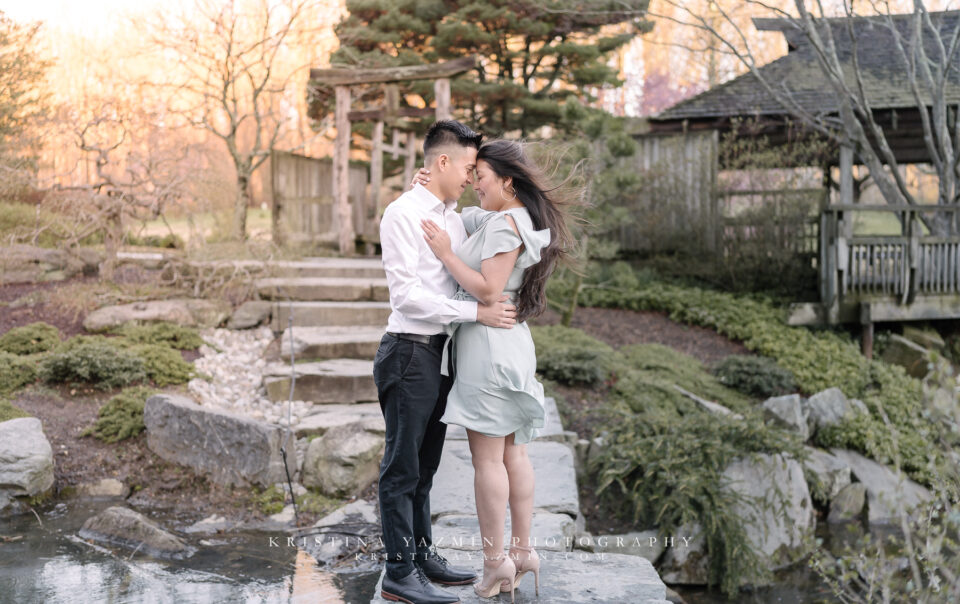 Couples sunrise engagement session at Brookside Gardens, Wheaton, Maryland.