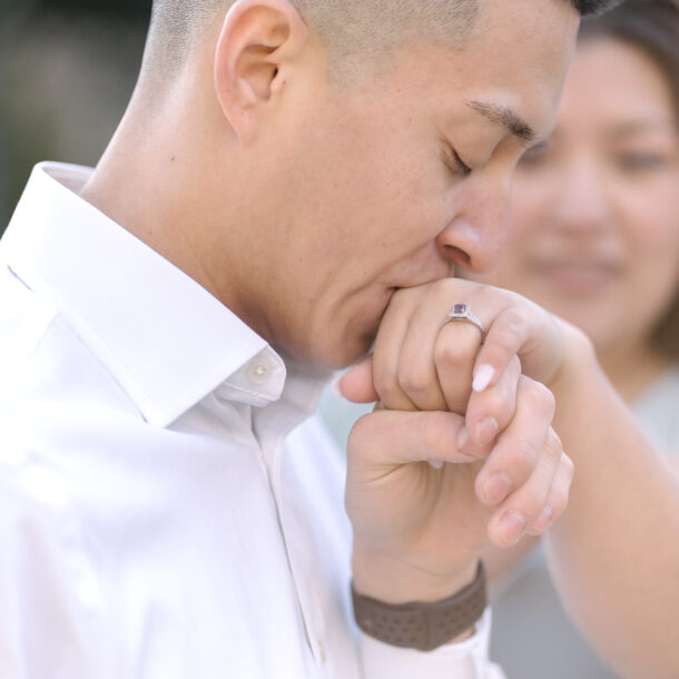 Couples sunrise engagement session at Brookside Gardens, Wheaton, Maryland.