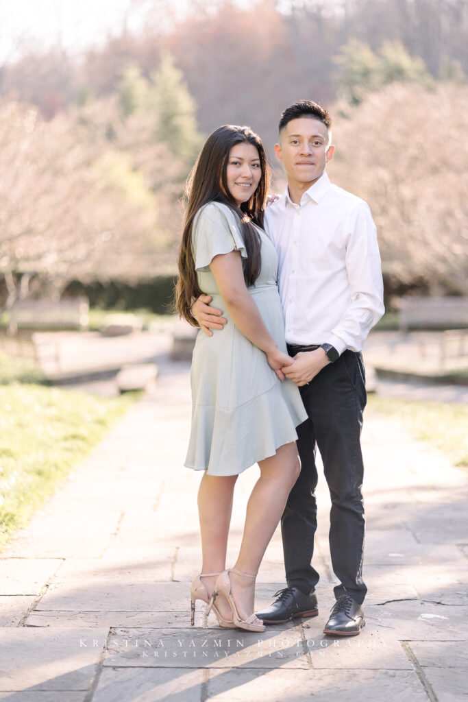 Couples sunrise engagement session at Brookside Gardens, Wheaton, Maryland.