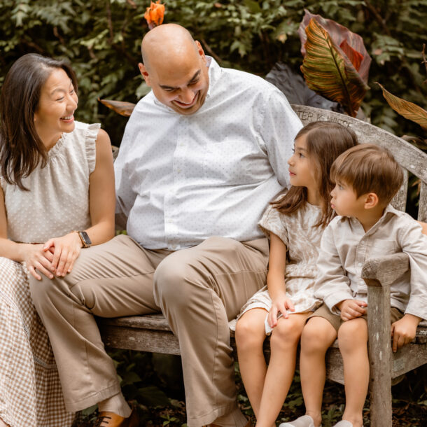 Family portrait session at McCrillis Gardens in Bethesda, Maryland.