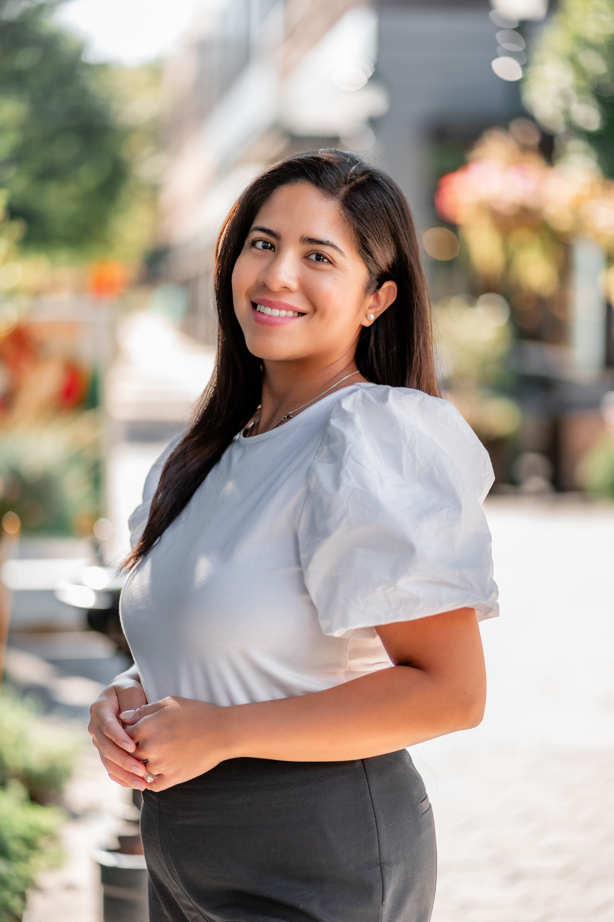 Kristina's headshot at Pike and Rose, Rockville, Maryland.