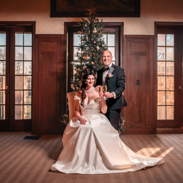 Elopement intimate wedding portraits at Glen Gordon Manor in Huntly, Virginia during the Christmas season.