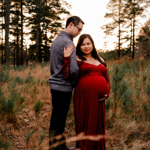 Sunset maternity portrait photography session at Stumpy Lake, Virginia Beach, Virginia.