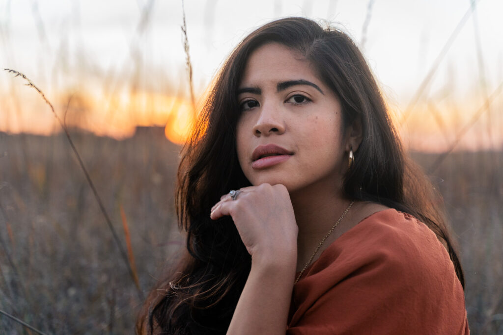 Kristina at Manassas Battlefield Park in Manassas, Virginia during sunset posing for a portrait.