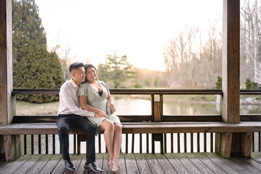 Couples sunrise engagement session at Brookside Gardens, Wheaton, Maryland.