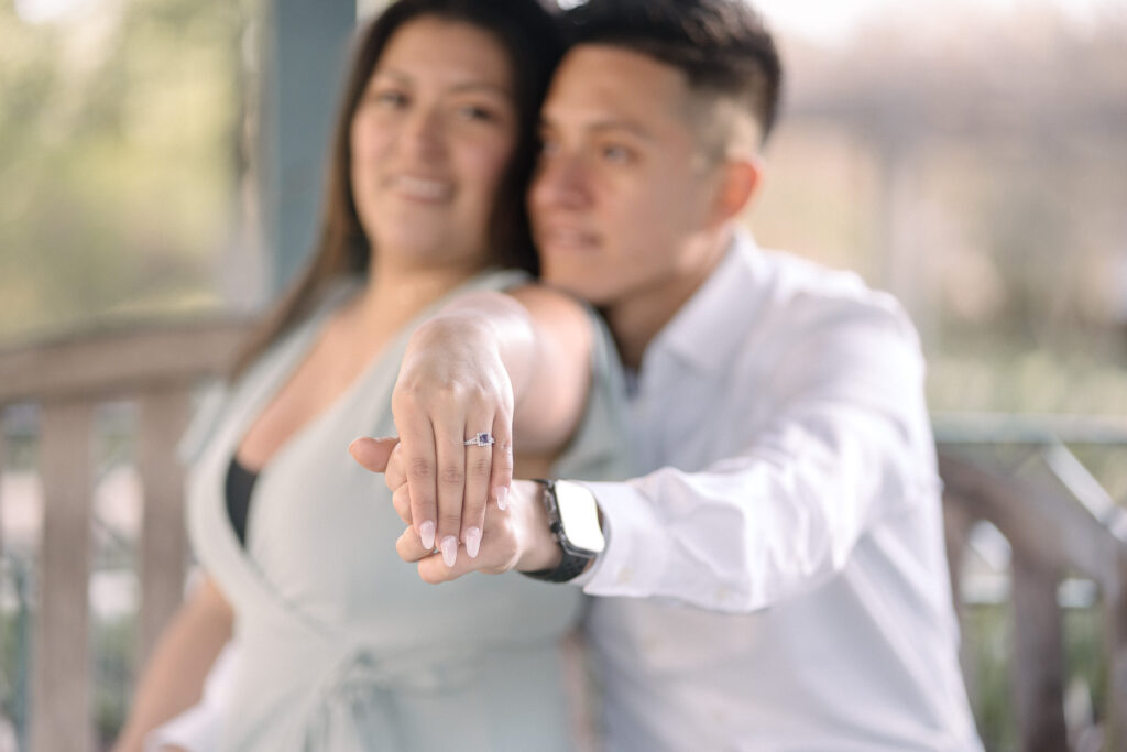 Couples sunrise engagement session at Brookside Gardens, Wheaton, Maryland.