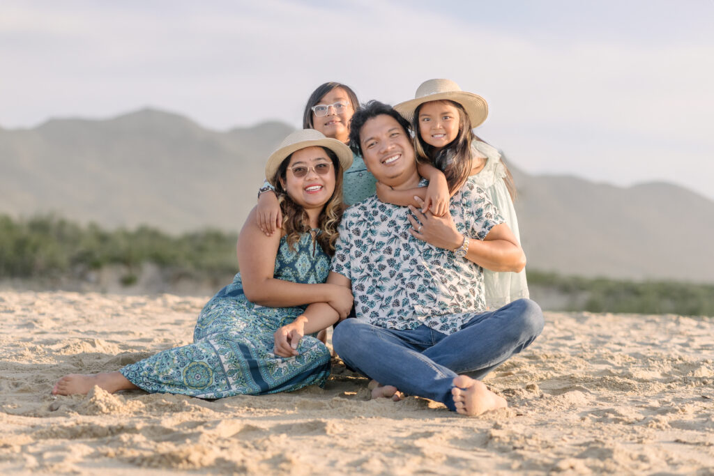 Family portrait at the beach.